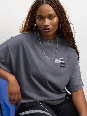 Redbat Classics Women's Washed Oversized Grey T-Shirt