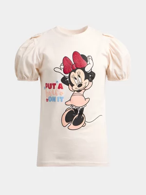 Jet Older Girls Cream Minnie Bows Fashion T-shirt