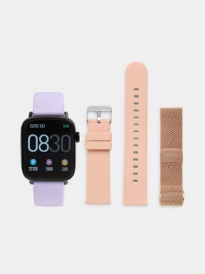 Tempo Pulse Rectangle Lilac & Tan Smart Watch Gift Set