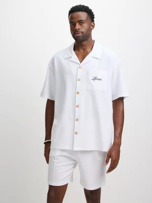 Jet Men’s White Textured Knitted Shorts