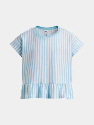 Jet Older Girls Blue And White Stripe Peplum T-shirt