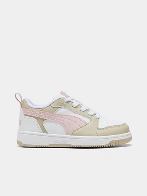 Junior Puma Rebound V6 Lo Beige/Pink Sneaker