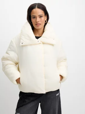 Exact Women's White Collar Puffer Jacket