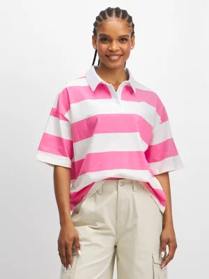 Jet Women's Pink/Cream Stripe Golf Shirt