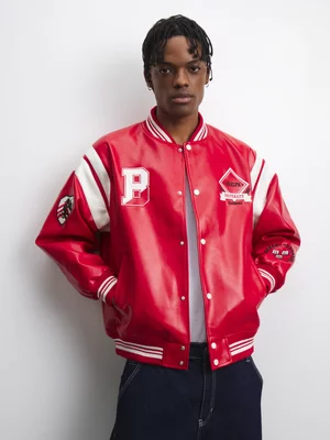 The FIX Men's Red Varsity Bomber Jacket 