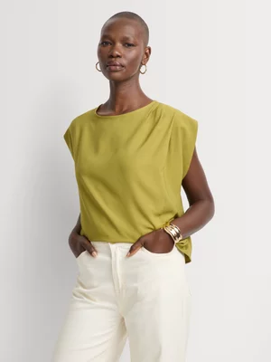 Pleated Satin Shell Top 