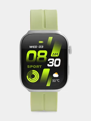 Tempo Pulse GPS Hydra Silver Plated Square Mint Silicone Smart Watch 