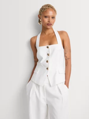 FF X Rich Mnisi Linen-Blend Square Neck Halter Waistcoat 