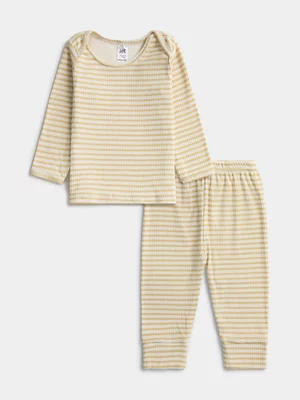 Jet Baby Unisex Cream Cosy Crew Rib Vest & Legging Set 