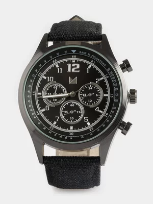 Markham Men's Casual Canvas Chronograph Black Watch