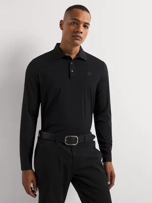 Fabiani Men's Black Bonded Hem Collar Polo Shirt