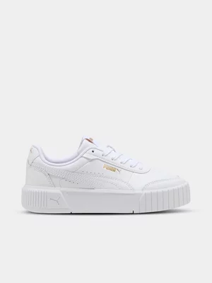 Puma Junior Grade-School Carina Mia White/Gold Sneakers 