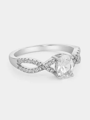 Classic Sterling Silver Fema Oval Twist Ring 