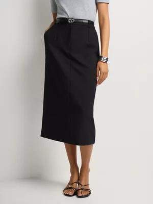 Belted Midi Pencil Skirt 