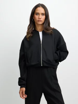 Exact Women's Black Soft Touch Bomber Jacket