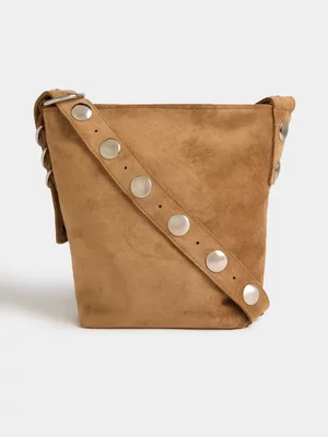 Exact Women's Brown Bucket Crossbody Bag 