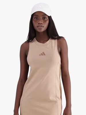 adidas Womens Essential 3-Stripes Racerback Warm Stone Dress