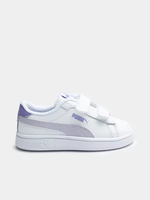 Toddlers Puma Smash 3.0 White/Lilac Sneaker