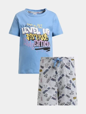 Jet Younger Boys Blue Level Up Short Pyjama Set