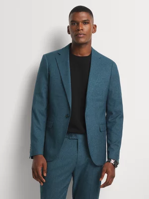 Markham Men's Skinny Fit Textured Green Suit Jacket