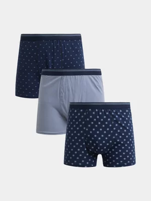 Jet Men's 3-Pack Navy Flower Geo Boxer Briefs
