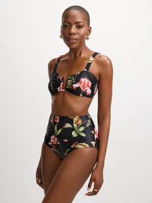 Exact Women's Black Tropical Print Bikini Bottom