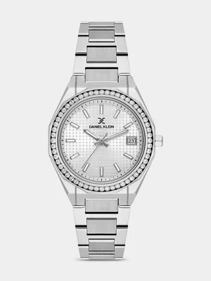 Daniel Klein Silver Plated Silver Tone Dial Stainless Steel Bracelet Watch