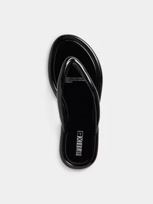 The FIX Women's Black Flat Jelly Thong Sandal