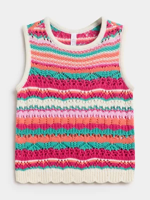 Exact Younger Girl's Pink Crochet Vest