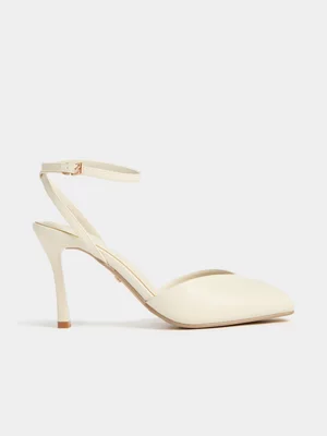 Peeptoe ankle tie heel-milk