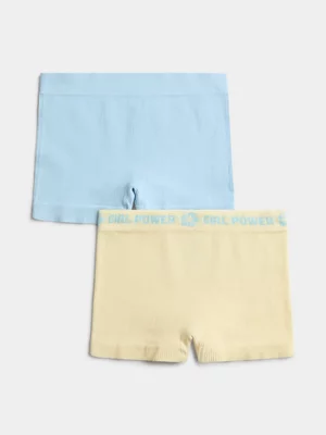 Jet Teen Girls Lemon Blue 2 Pack Rib Boyleg