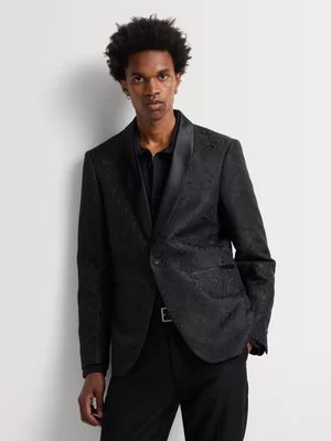 Markham Men's Slim Fit Black Brocade Tuxedo Suit Jacket