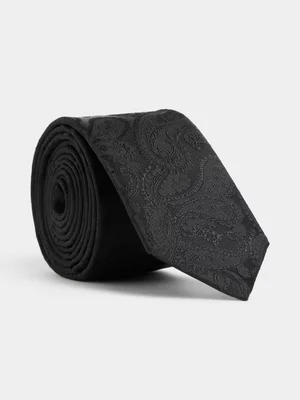 Markham Men's Paisley Black Fashion Tie 