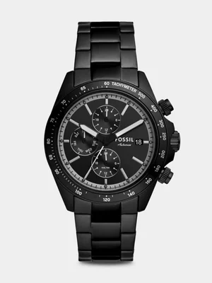 Fossil Autocross Black Plated Stainless Steel Multi Dial Bracelet Watch