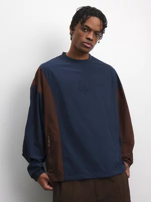 Anatomy Men's Woven Zip Bak Detail Blue Sweat Top