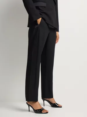 Straight Leg Satin Trim Tuxedo Pants