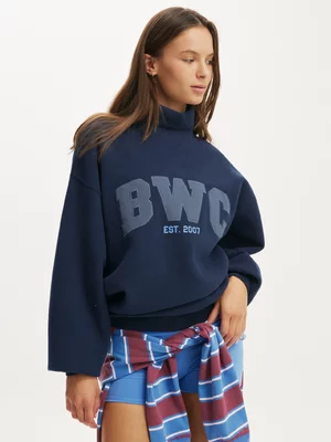Women's Cotton On Active Blue Plush Funnel Neck Sweatshirt