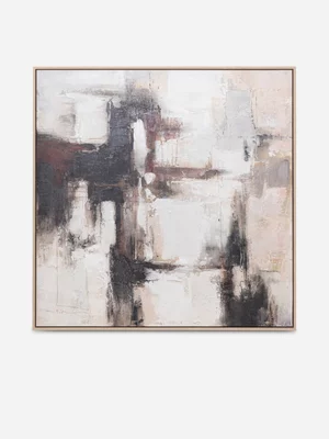 Abstract Browns No.1 Framed Painted Canvas Wall Art 102 x 102cm