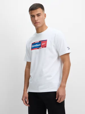 Mens Reebok Cameron SS Crewneck White/Red Tee