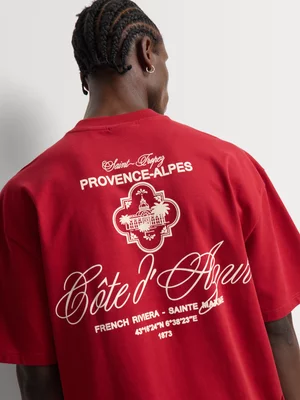 Markham Men's Oversized Red Graphic T-Shirt