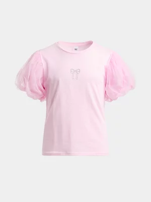 Jet Older Girls Cerise Pink Mesh Combo Top