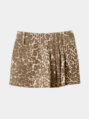 Cotton On Kids Beige Pleat Front Denim Skort