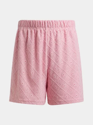 Exact Younger Girl's Pink Knit Lacey Shorts