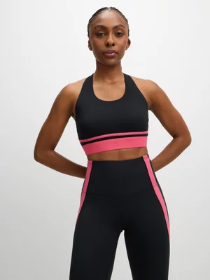 TS Womens Astra Colourblock Black/Raspberry Sports Bra