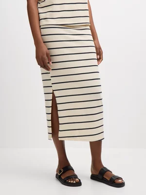 Jet Women's Cream Navy Stripe Maxi Skirt