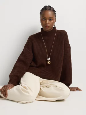 Chunky Rib High Neck Jersey