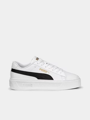 Women's Puma Smash Platform White/Black Sneaker