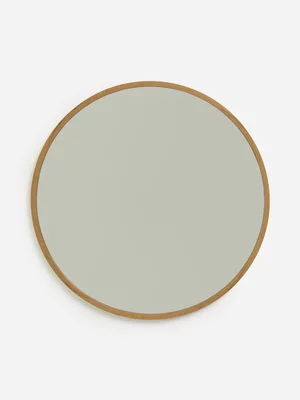 Jet Home Wooden Look Large Round Decor Mirror 60x60cm