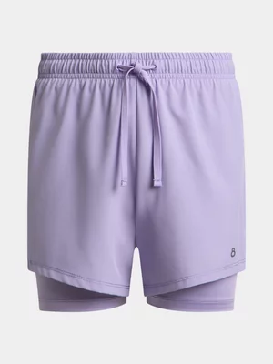 TS KB Girls 2-in-1 Light Purple Run Shorts