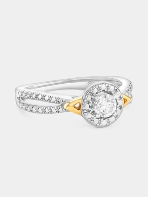 Yellow Gold & Sterling Silver 0.27ct Lab Grown Diamond Solitaire Illusion Ring 